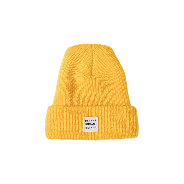 RIBBED KNIT LOGO PATCH BEANIE - YUZU