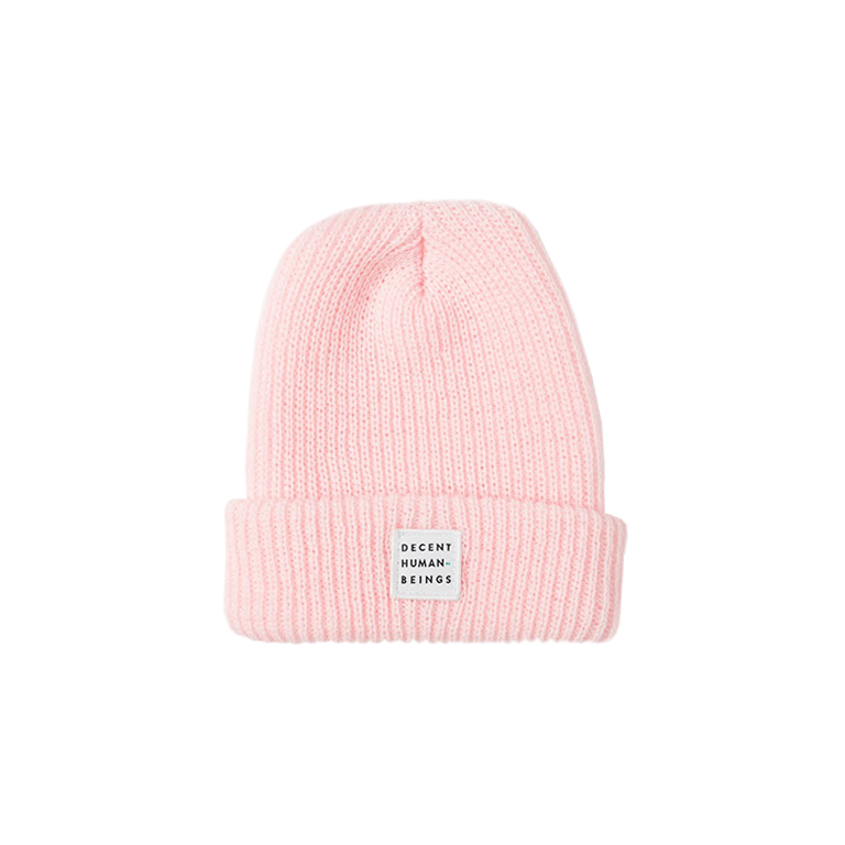 RIBBED KNIT LOGO PATCH BEANIE - BLOSSOM