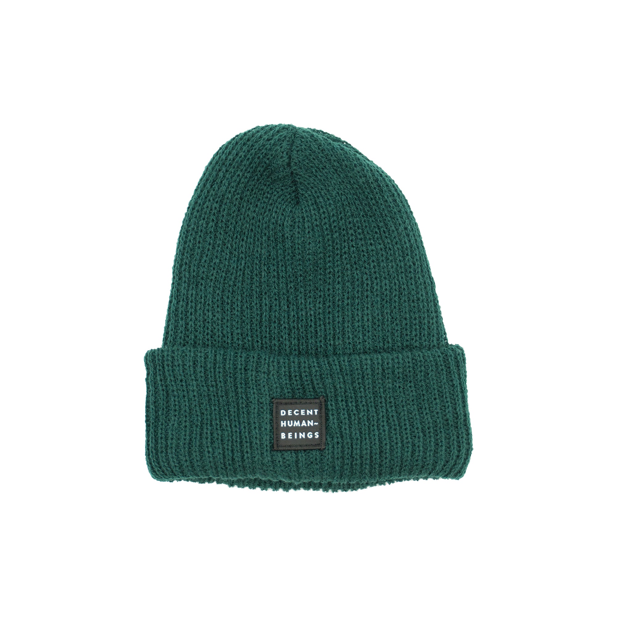 RIBBED KNIT LOGO PATCH BEANIE - PINE